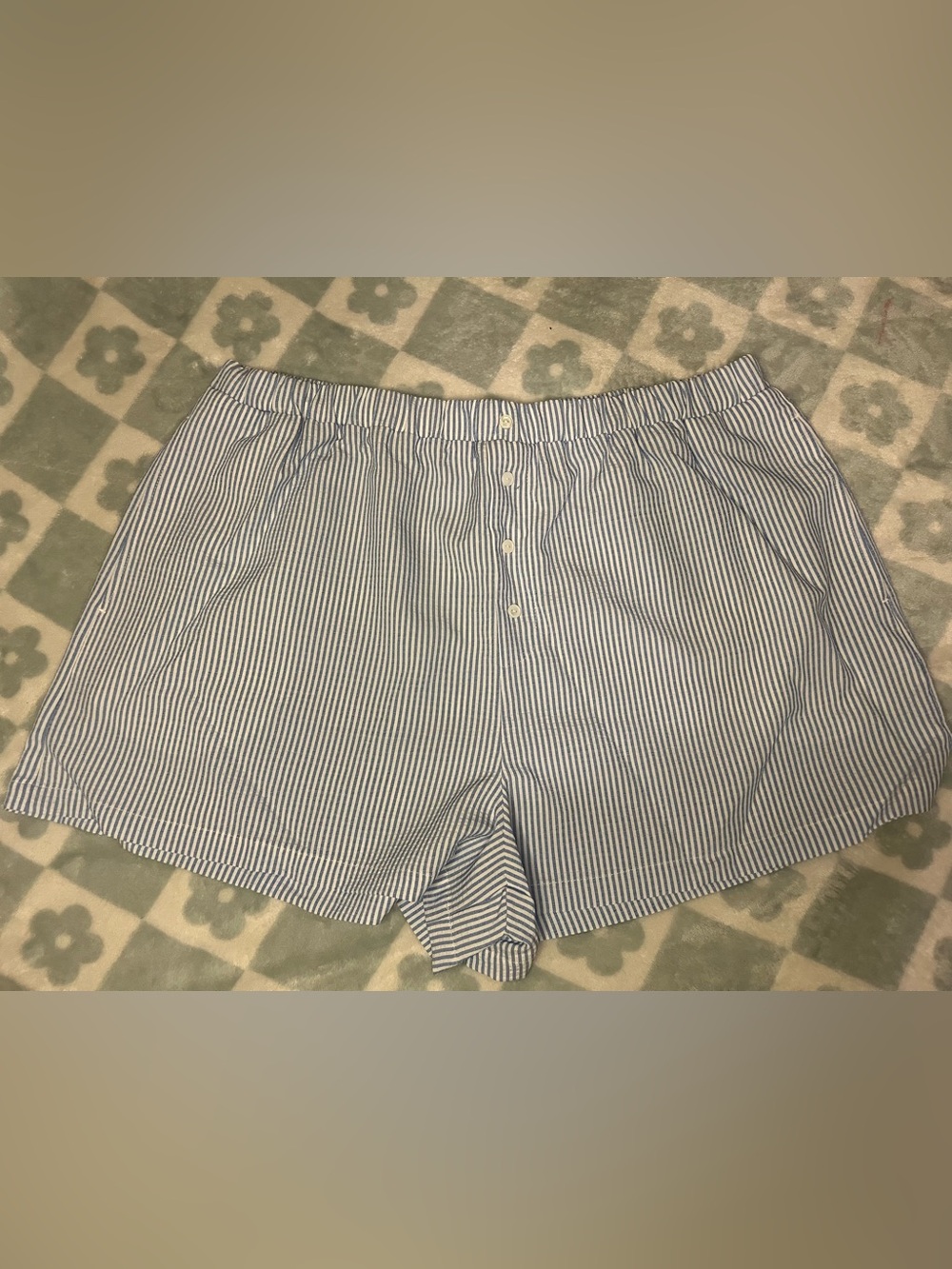 NWOT Halara Blue and White Striped Cotton Shorts